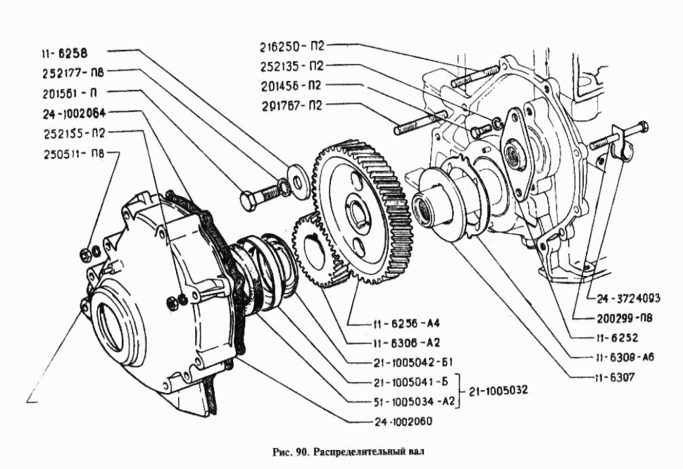 Motorsteuerung Moto GAZ 24 Wolga. Engine timing GAS 24 Volga.  Газораспределительный механизм (ГРМ) двигателя автомобиля ГАЗ-24 Волга. 