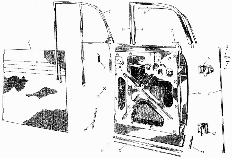 Tür vorne Moskwitsch Moskvich Mosi M400, M401, M420, Opel Kadett K38. Front door Moskvich M400, M401, M420, Opel Kadett K38. Дверь передняя Москвич М400, М401, М420, Опель Кадет К38.