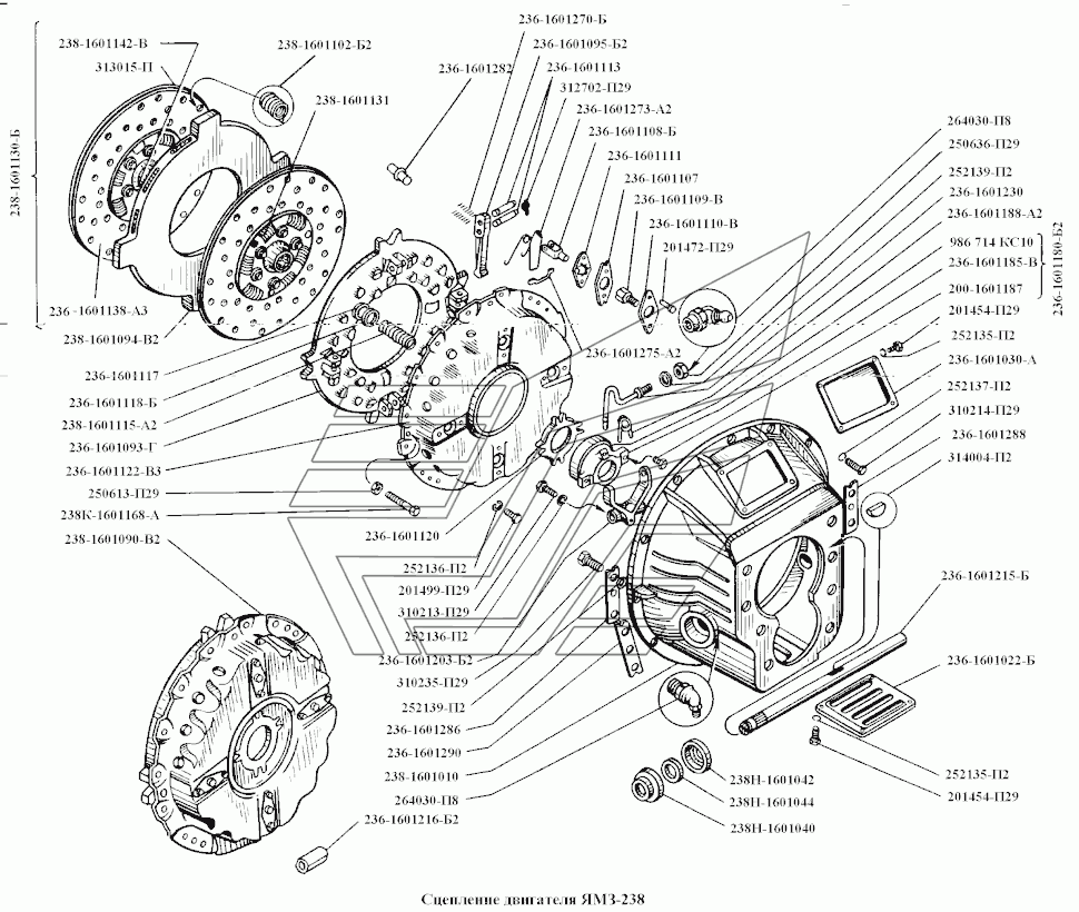 Ersatzteile Kupplung Motor JaMZ JaMS 236, 238, 240 (JaMZ-236, JaMZ-238, JaMZ-240 Jaroslawski Motorny Sawod). Spare parts Clutch YaMZ (YaMZ-236, YaMZ-238, YaMZ-240). Запасные части Сцепление двигателя ЯМЗ ЯМЗ-236, ЯМЗ-238, ЯМЗ-240.