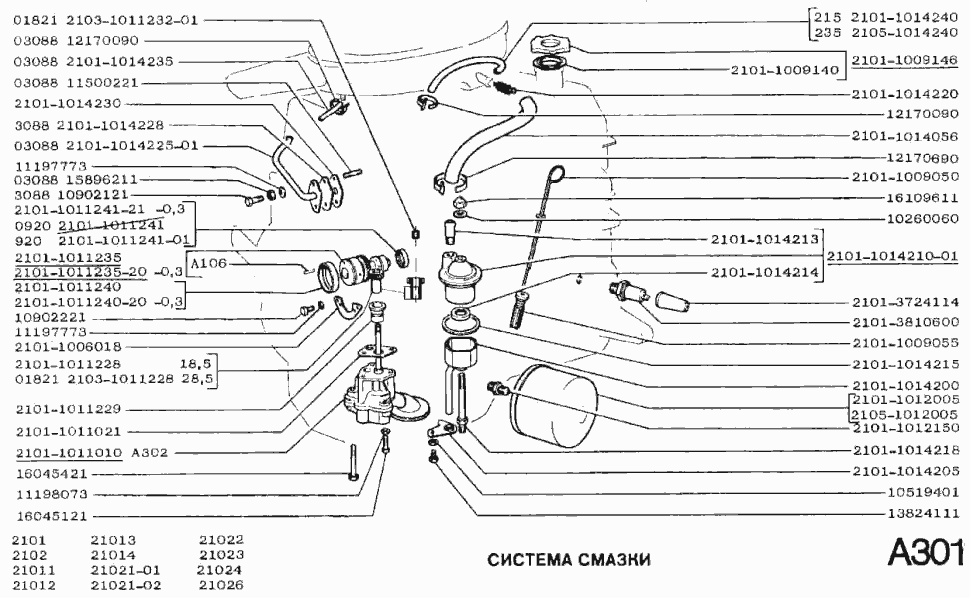 Motorschmierung Schmierung System Schmiersystem Motor VAZ WAS 2101 / VAZ 2102. Lubrication system VAS 2101 / 2102. Система смазки ретроавтомобиля ВАЗ-2101 / ВАЗ-2102 классика.