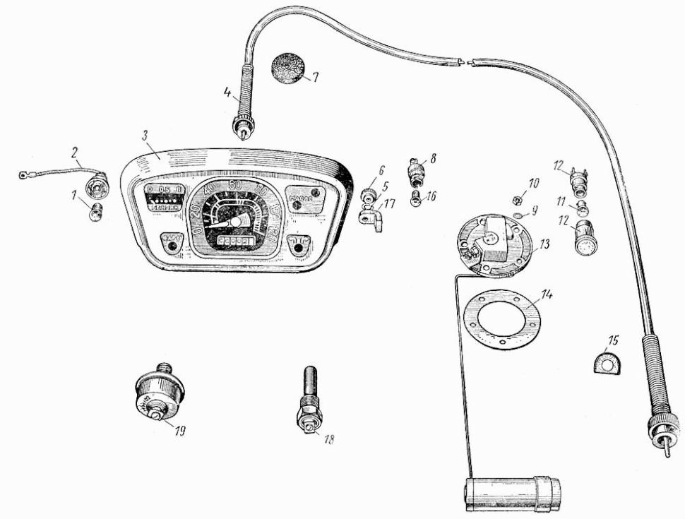 Armaturenbrett und Instrumente ZAZ 965. Dashboard and Gauges SAS 965. Приборы (Щиток Доска панель приборов), датчики ретроавтомобиля ЗАЗ 965.