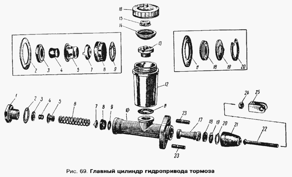 Hauptbremszylinder (HBZ) Moskwitsch Moskwitch Moskwich Mosi 408 / 412 / 2140 / 2137, ISCH Izh 2715 / 427 / 434. Главный цилиндр гидропривода тормоза (ГТЦ Главный тормозной) автомобиля Москвич 408 / 412 / 2140 / 2137, ИЖ 2715 / 427 / 434.