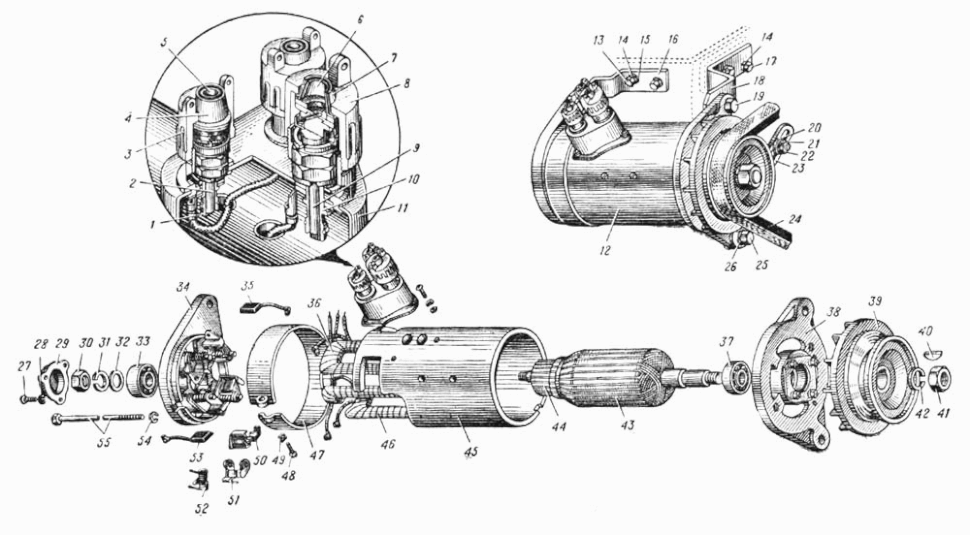 Lichtmaschine, LiMa LKW URAL 375, 375D. Alternator Dynamo URAL 375, 375D. Генератор Урал 375, 375Д. 