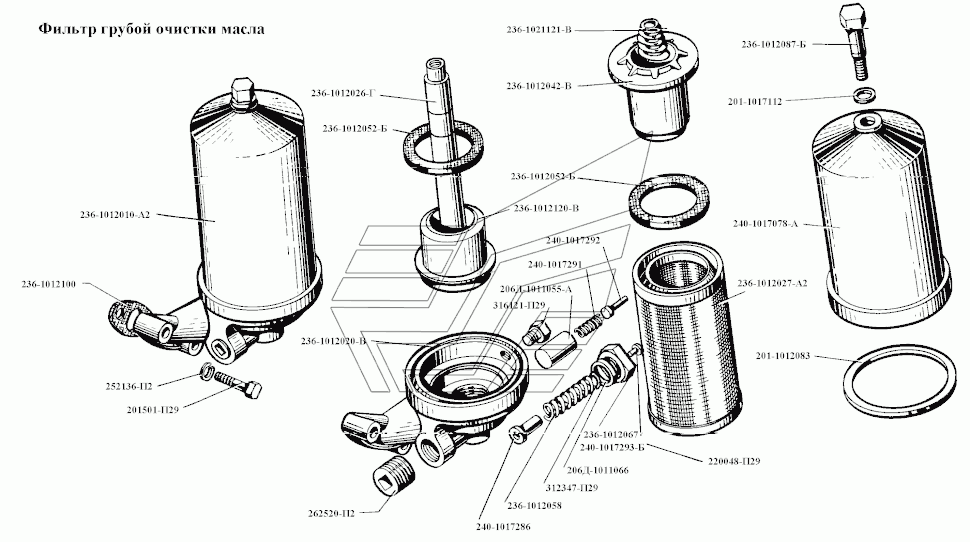 Ölfilter grob Motor JaMZ 236, 238 (JaMZ-236, JaMZ-238). Primary oil filter engine YaMZ (YaMZ-236, YaMZ-238. Масляный фильтр грубой очистки двигателя (мотора) ЯМЗ ЯМЗ-236, ЯМЗ-238.