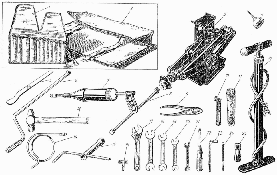  Bordwerkzeuge Moskwitsch Mosi M400, M401, Opel Kadett K38. On board tool kit Moskvich M400, M401, Opel Kadett K38. Инструмент и принадлежности (Шоферский инструмент) Москвич М400, М401, Опель Кадет К38.