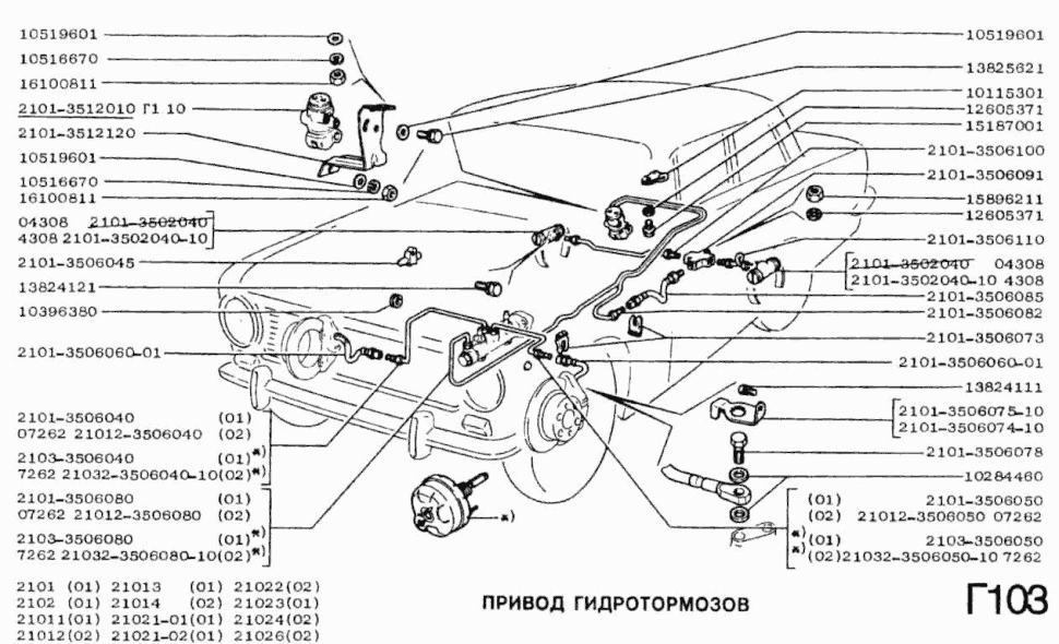 Ersatzteile Bremssystem Bremse VAZ 2101, 2102. Spare parts Brake hydraulics VAS 2101, 2102 Запасные части Тормозная система (тормоза) советского (русского) ВАЗ 2101, 2102.