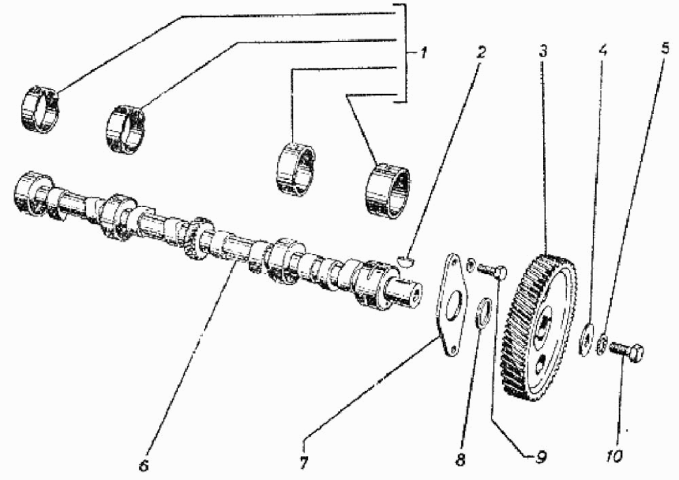 Nockenwelle GAZ 69, GAZ 69A. Camshaft GAS 69, GAS 69A. Распределительный вал ГАЗ 69, ГАЗ 69А.