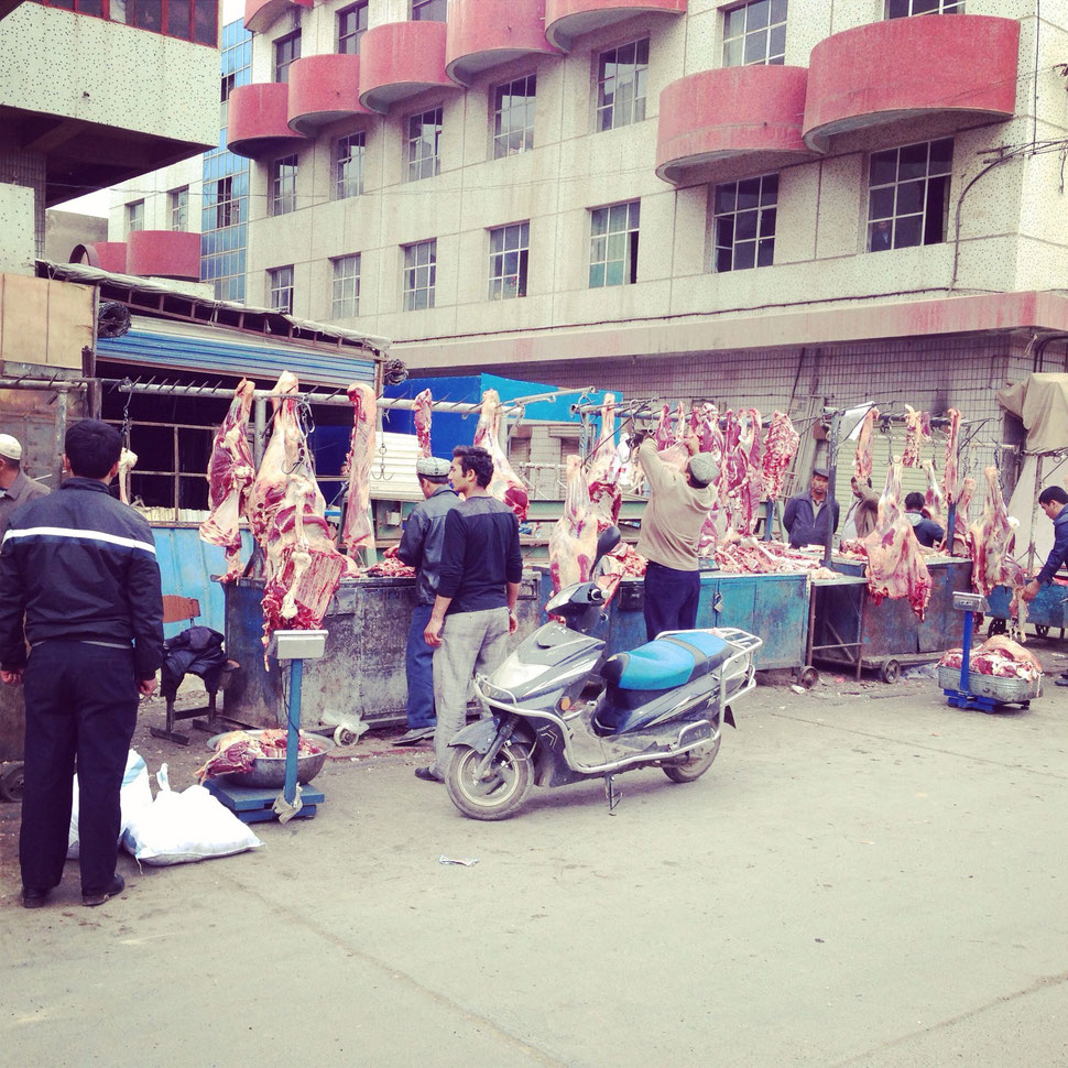 A street meat shop.