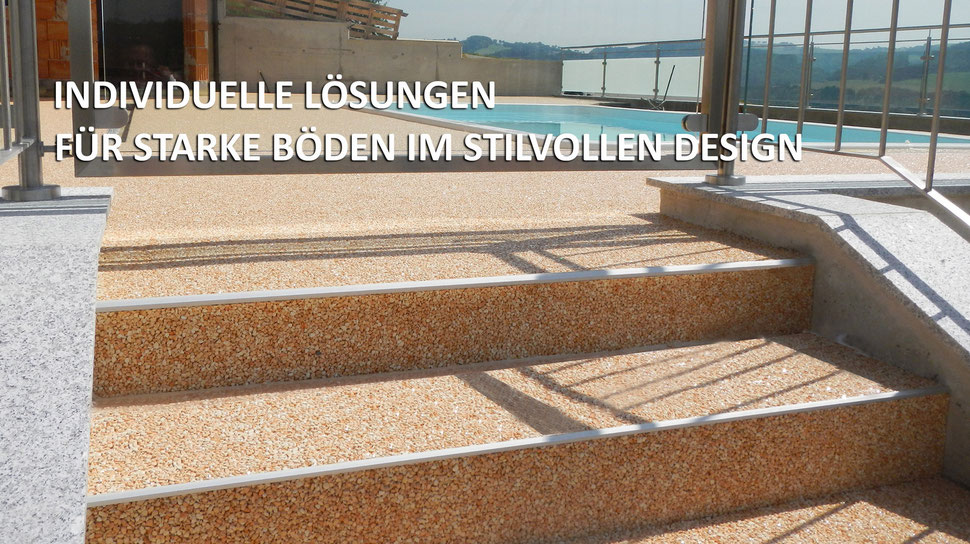 Steinteppich Pool Terrasse Umrandung