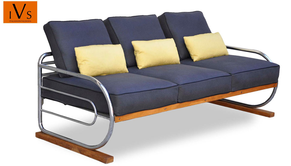 Divano Razionalista Bauhaus Vintage Cromato Deco Italian Vintage