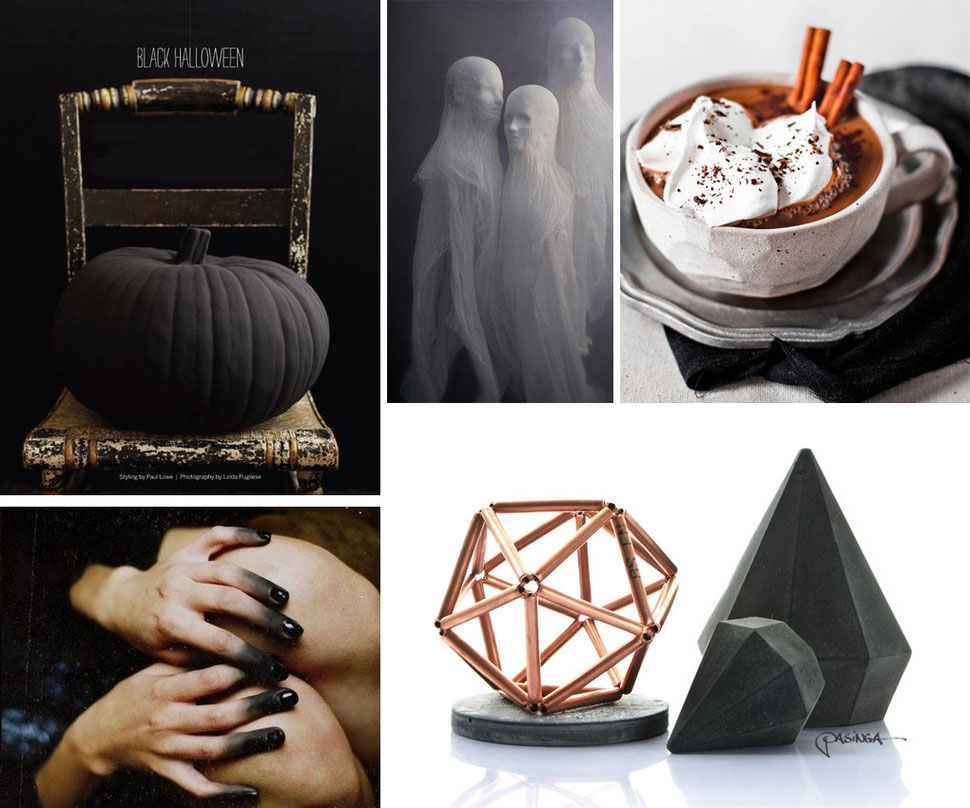 Halloween with concrete art, black accessories and of course ghosts