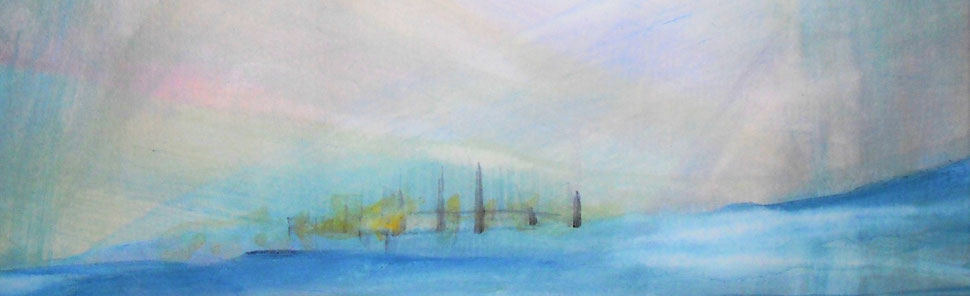Winterimpression in pastelligen Farben, kühles Blau als Grundstimmung