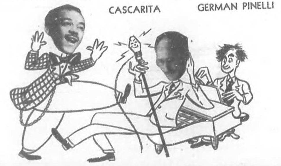Caricaturas de Cascarita, Germán Pinelli y Carlos Ansa - Revista Bohemia - Enero de 1949.