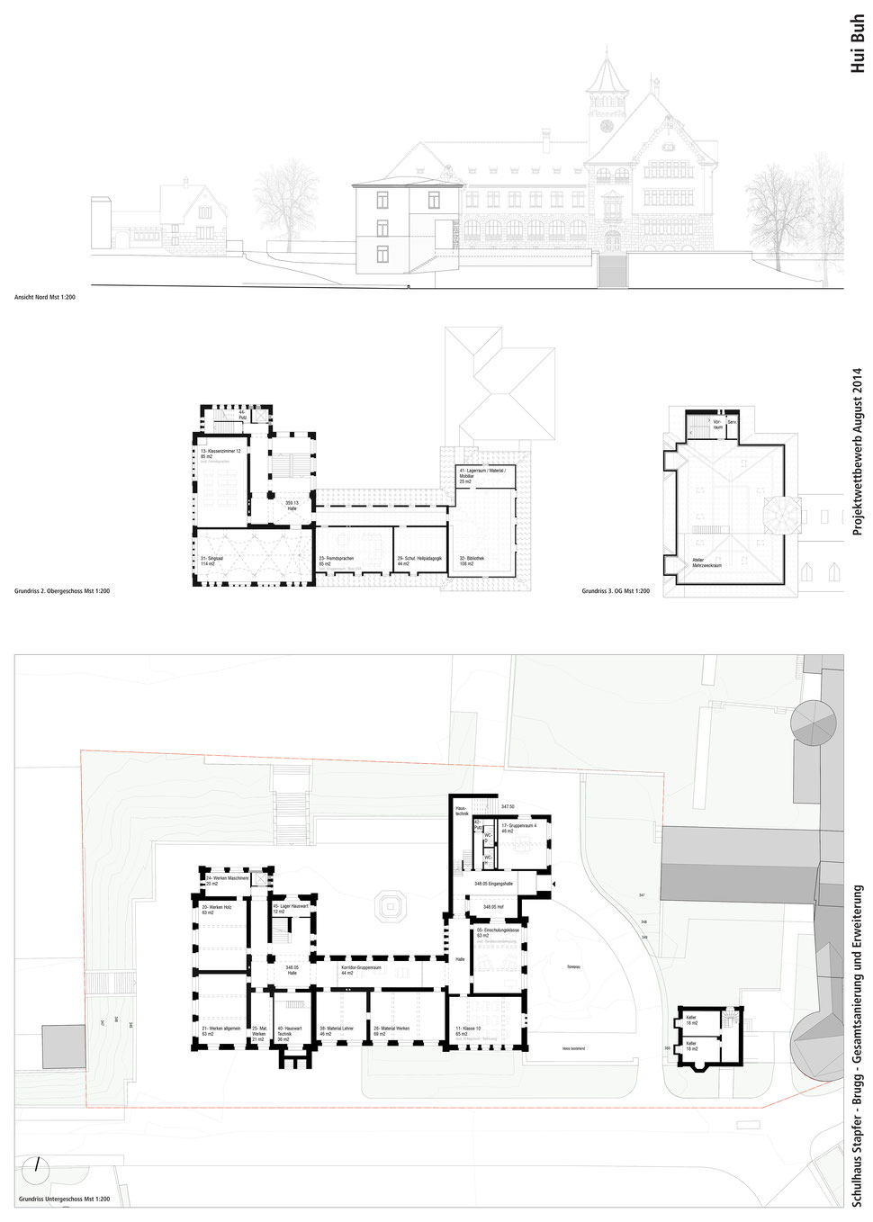 Wettbewerb Gesamtsanierung und Erweiterung Schulhaus Stapfer, Brugg, Hopf & Wirth Architekten Winterthur, www.hopfwirth.ch