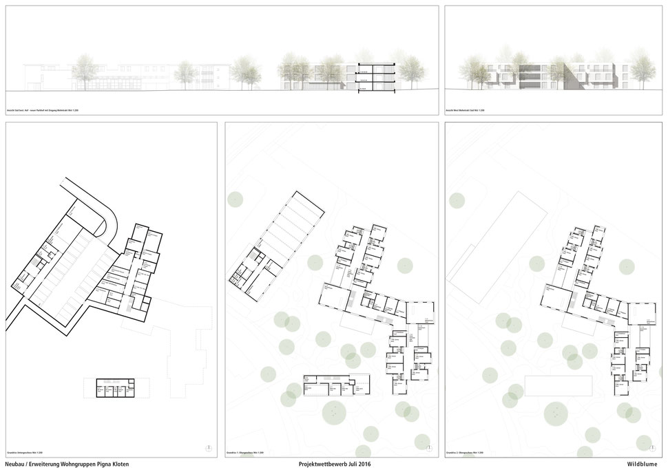 Hopf & Wirth Architekten ETH HTL SIA Winterthur, Wettbewerb Neubau / Erweiterung Wohngruppen Pigna, Kloten