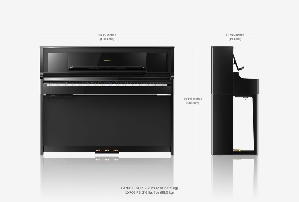 Roland LX 706 digitale piano afmetingen