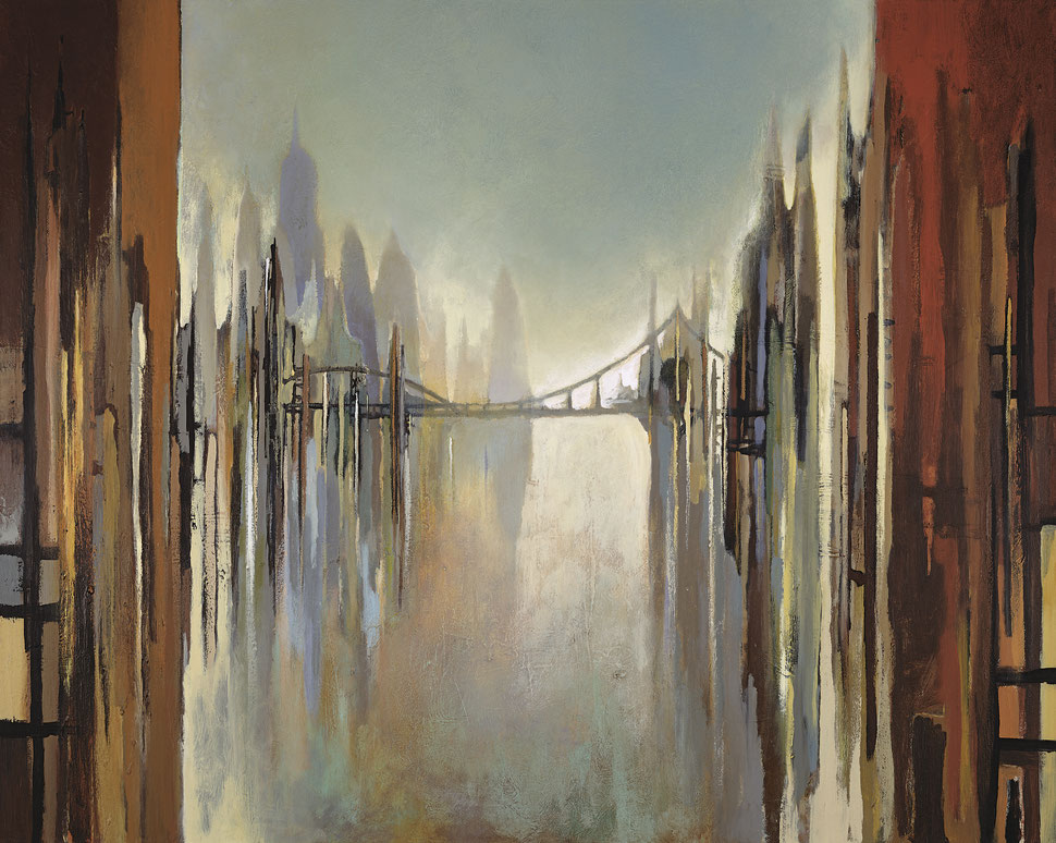 Bridges & Towers, acrylic on canvas, 48" x 64" 2002