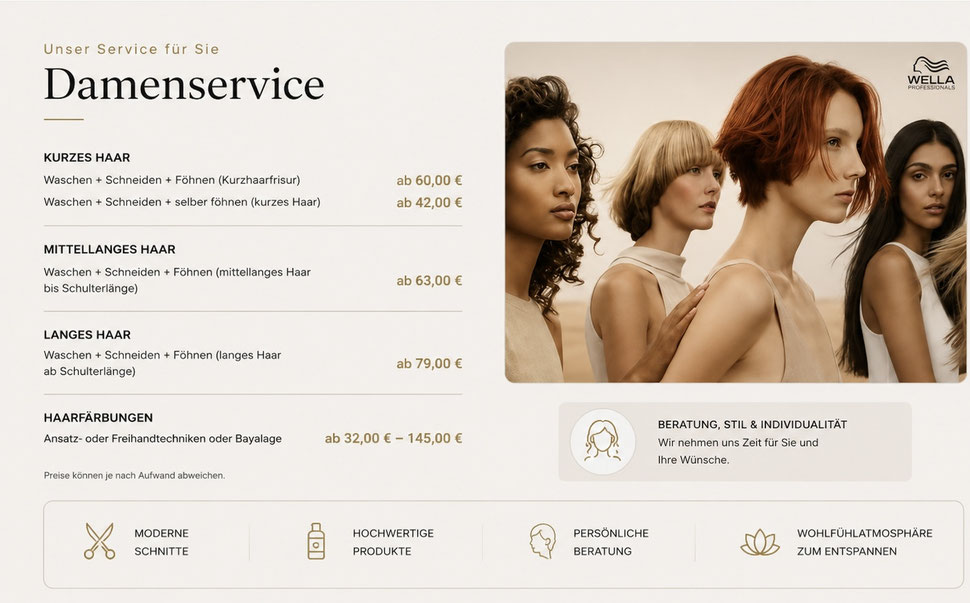 Damen Service Preisliste