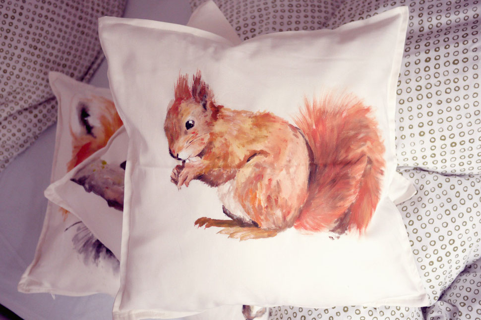 Bobsmade painted pillow squirrel