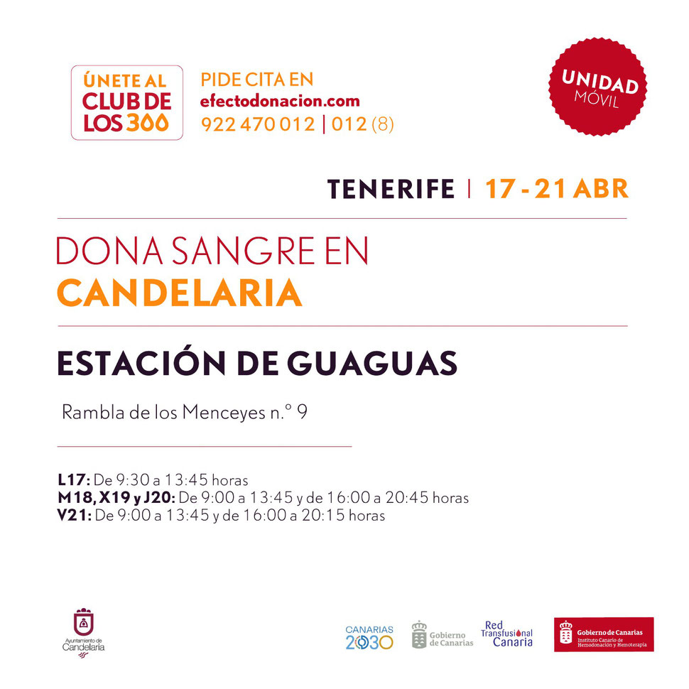 Dona sangre en Candelaria (Tenerife) del 17 al 21 de abril de 2023