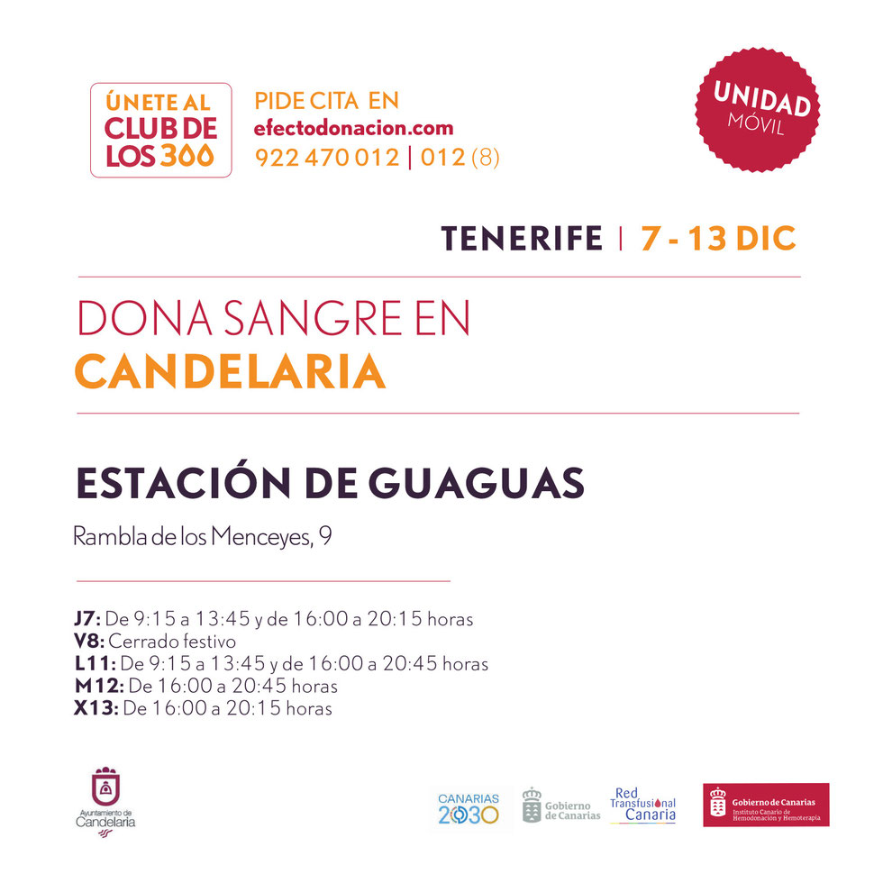 7-13 dic 2023 en Candelaria: ¡Únete al club de 300 donantes de sangre al día!