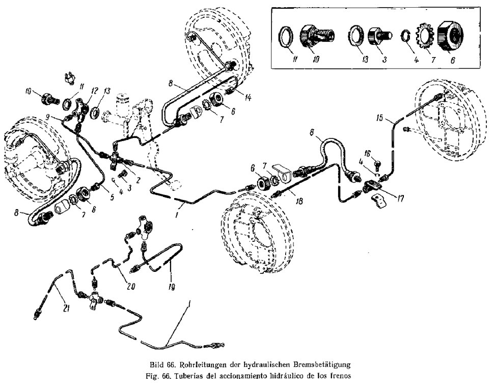 Bremsleitungen und Bremsschläuche Moskwitch Moskwich Mosi 408. Brake pipes and brake hoses Moskvich Moskvitch 408. Трубопроводы гидравлического привода системы тормозов (тормозной системы) автомобиля Москвич 408.
