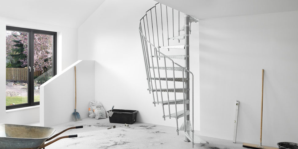 Bucher Treppen - moderne Treppenherstellung mit Präzision - Baustellentreppe aus Metall.