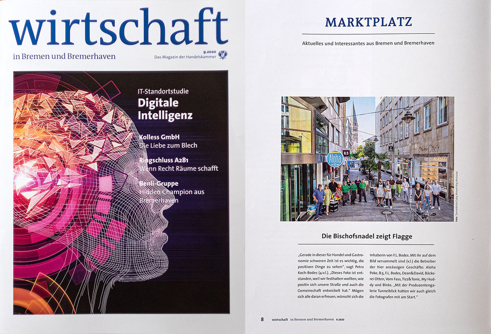 Geschaefte, Laeden, Teams, Geschaeftsinhaber, Angestellte, Teamfoto, Teams, Magazin, Wirtschaft in Bremen, Magazinartikel, Marktplatz