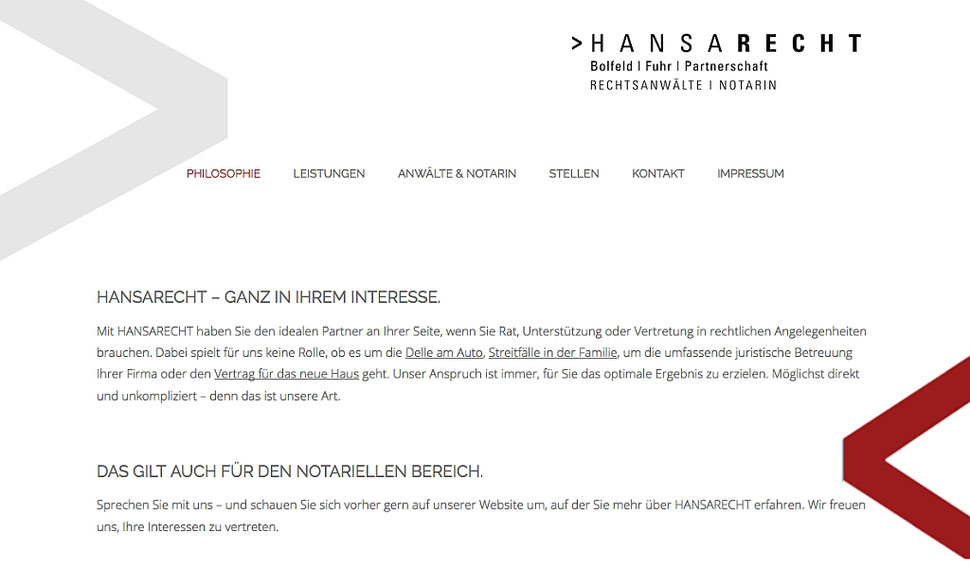 hansaconcept. Kanzlei-Homepage aus Lübeck - responsive Webdesign und Suchmaschinenoptimierung (SEO) für Rechtsanwälte, Notare, Steuerberater, für die Kanzlei, für die Anwaltskanzlei, für professionelles Kanzleimarketing überall in Köln, Hamburg, Frankfurt