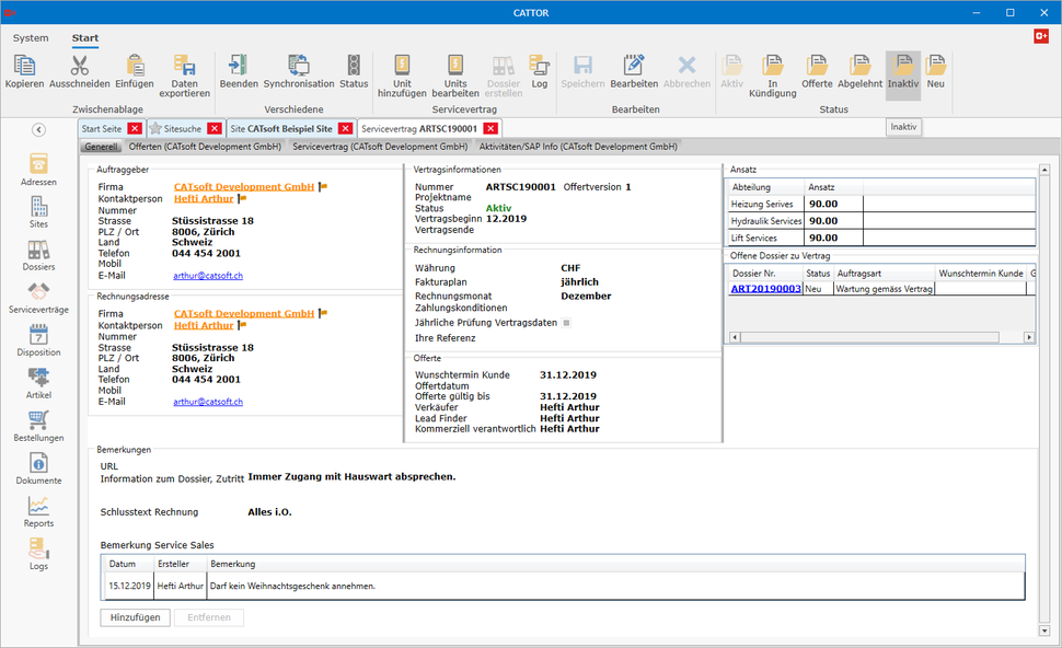 CATTOR Maintenance Contract