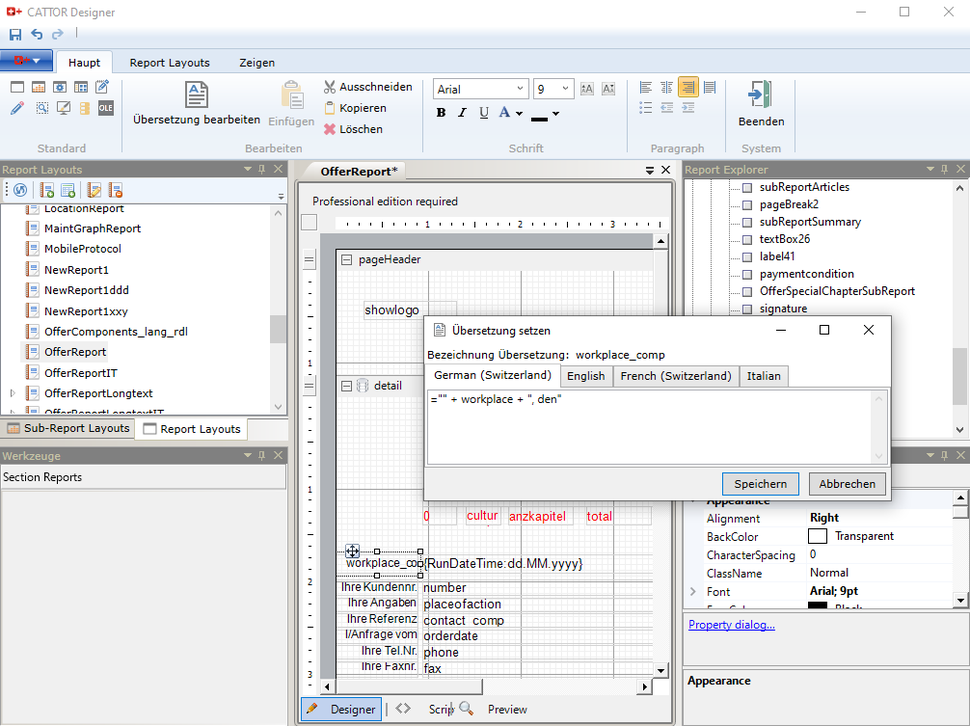 CATTOR Designer is a Standalone Application to Create Reports 