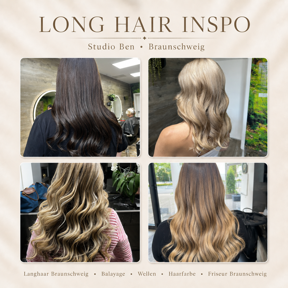 Langhaarfrisuren mit Balayage, Wellen und Haarfarbe bei Studio Ben Friseur Braunschweig