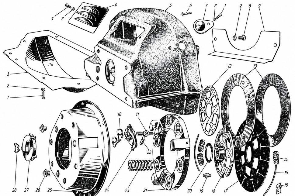 Kupplung Moskwitsch M400, M401, M420, Opel Kadett K38. Clutch M400, M401, M420, Opel Kadett K38. Сцепление (Механизм сцепления) Москвич М400, М401, М420, Опель Кадет К38.