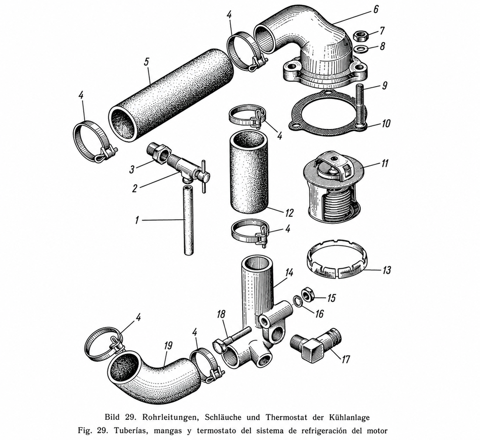Kühlwasserleitungen, Röhre und Thermostat Kühlsystem Moskwitch Moskwich Mosi 408 / 2138. Cooling System Pipes, Hoses and thermostat Moskvich Moskvitch 408 / 2138. Трубопроводы, шланги и термостат системы охлаждения двигателя Москвич 408 / 2138.