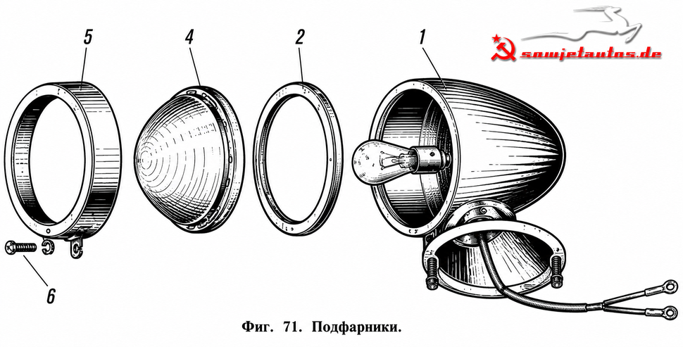 Vordere Blinker und Standlichtm ZIL-157. Side light and front indicator SIL 157. ПФ10-Г Подфарники ЗИЛ-157.