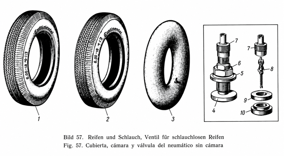 Reifen und Schlauch, Ventil für schlauchlosen Reifen Moskwitsch 408. Tire and inner tube, tubeless tire valve for Moskvich 408. Покрышка, камера и вентиль Москвич 408.