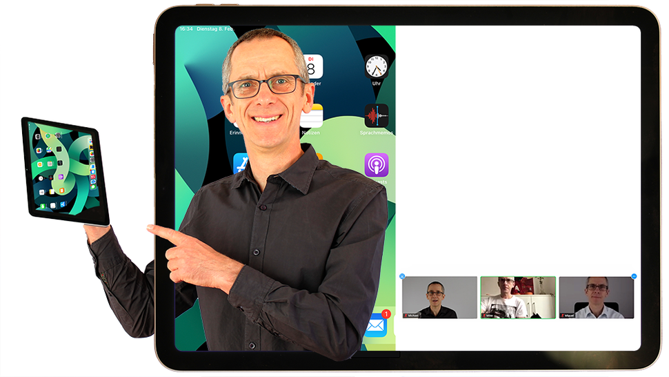 In Zoom auf dem iPad den Bildschirm teilen und gleichzeitig Teilnehmer sehen