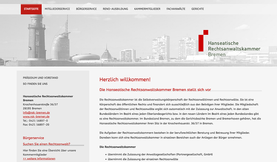 hansaconcept. Webdesign, Lübeck - responsive Design für Rechtsanwälte, Notare, Steuerberater, also für die Kanzlei, die Anwaltskanzlei für professionelles Kanzleimarketing