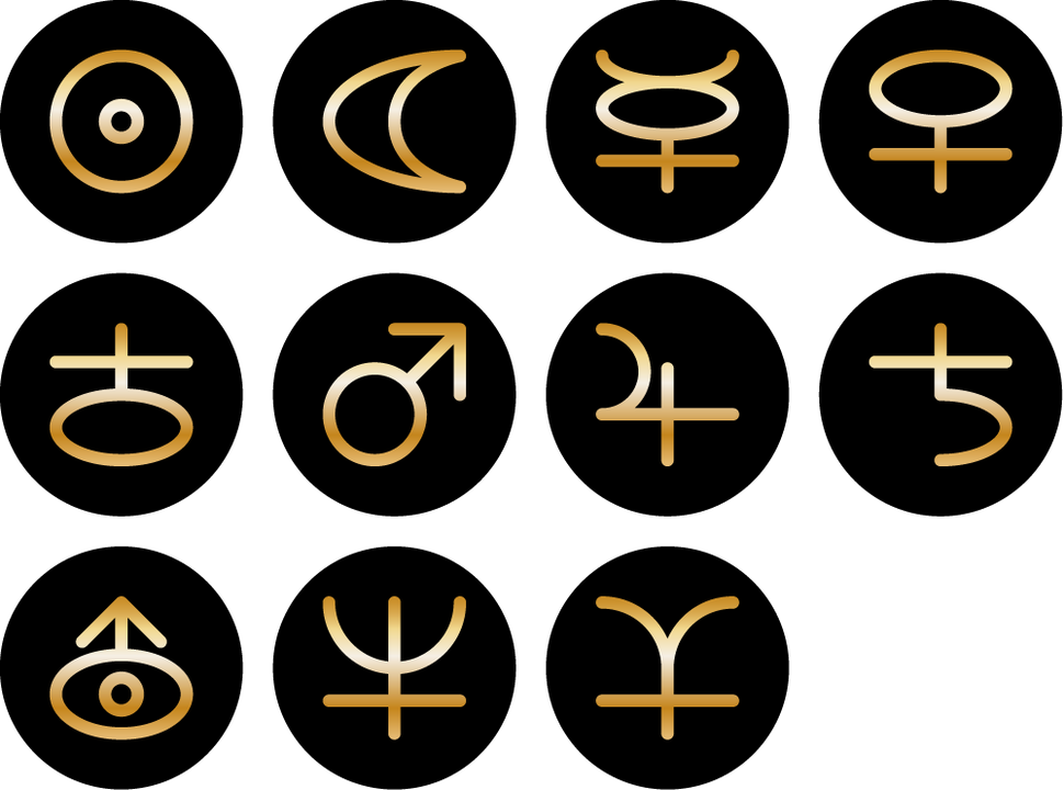 Symbole der Planeten von Tomas Kalpa auf keybylion.com