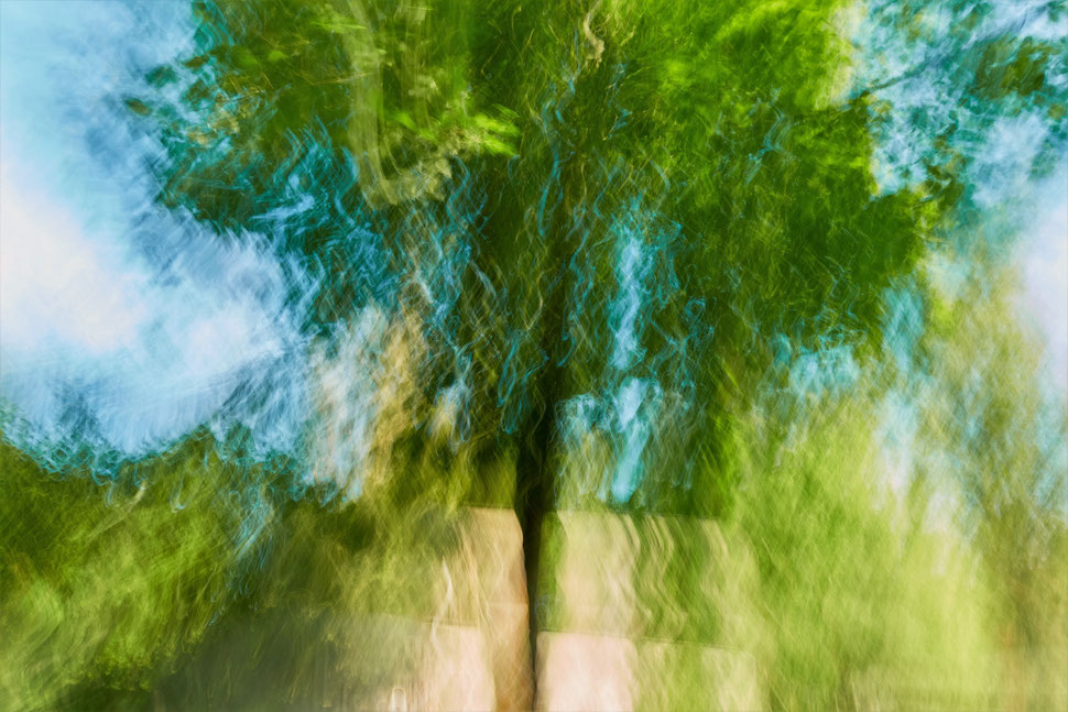 The image shows a photograph of abstract structures of shades of bright green and yellow.