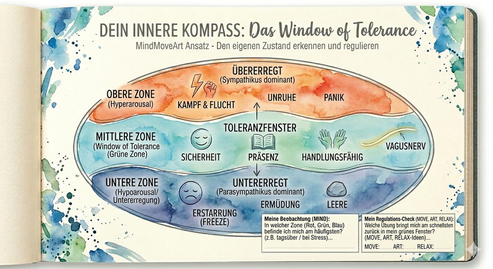 Eigene Darstellung von Astrid Künzner, erstellt mit Unterstützung von KI, aus dem Workbook für MindMoveArt-Retreat