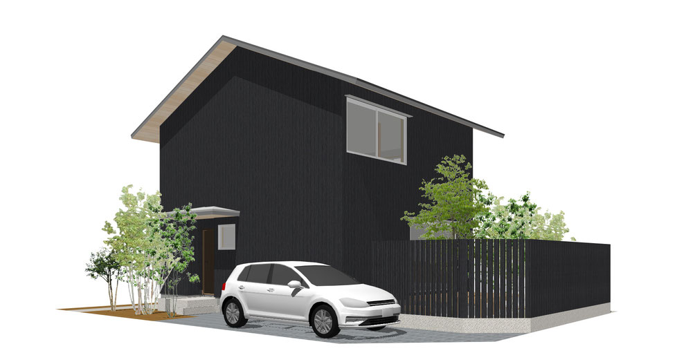 木箱プロジェクト　木箱プロジェクト Ver.2　日本の木の家コンペ　外観（焼杉板貼イメージ）　千葉での家づくり　千葉県　千葉市　注文住宅　一級建築士事務所　設計事務所　建築家　高性能住宅　高断熱高気密　HEAT20G2　耐震等級3　許容応力度設計　断熱等級6　長期優良住宅　住まい　家　木造　木の家　日本エコハウス大賞