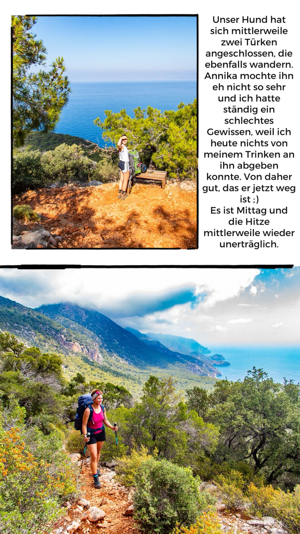 Mehrtagestrekking auf dem Lykischen Weg in der Türkei - wandern fernab der Zivilisation in einer traumhaften Landschaft umgeben von Meer, Klippen und Bergen. (hier: Etappe 12 von Karaöz nach Adrasan)