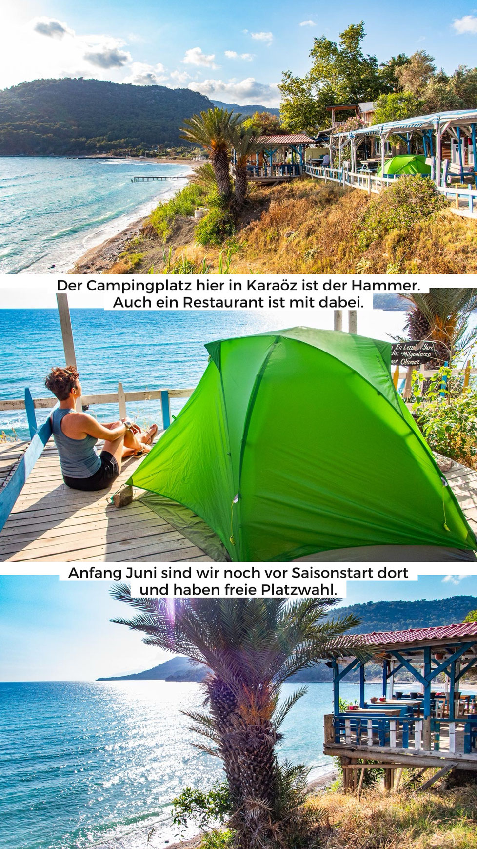 Mehrtagestrekking auf dem Lykischen Weg in der Türkei - wandern fernab der Zivilisation in einer traumhaften Landschaft umgeben von Meer, Klippen und Bergen. (hier: Etappe 12 von Karaöz nach Adrasan)