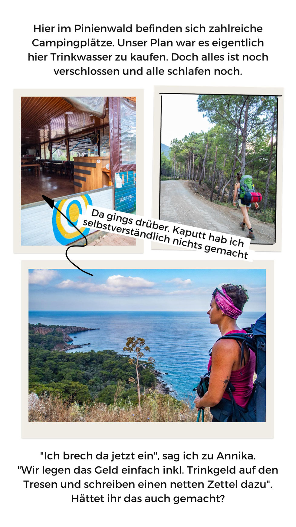 Mehrtagestrekking auf dem Lykischen Weg in der Türkei - wandern fernab der Zivilisation in einer traumhaften Landschaft umgeben von Meer, Klippen und Bergen. (hier: Etappe 12 von Karaöz nach Adrasan)
