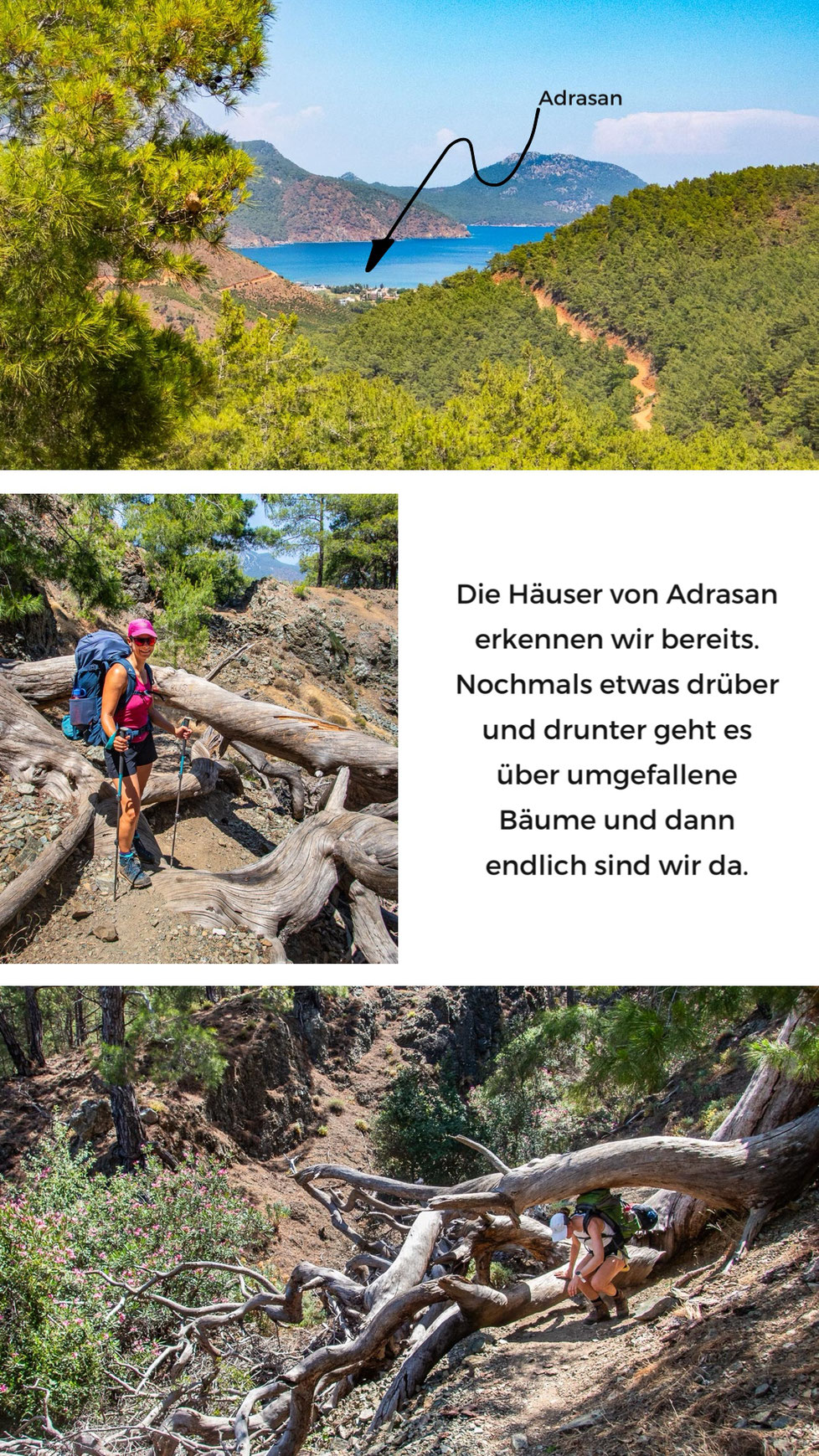 Mehrtagestrekking auf dem Lykischen Weg in der Türkei - wandern fernab der Zivilisation in einer traumhaften Landschaft umgeben von Meer, Klippen und Bergen. (hier: Etappe 12 von Karaöz nach Adrasan)
