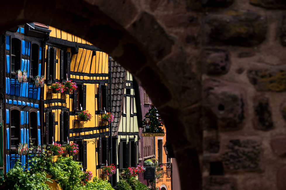 Timber-framed house fronts in Riquewihr, Alsace