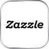 A white button with a silver edge. The Zazzle company logo can be seen in black in the middle.