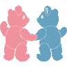 logo d'ECLAS - 2 ours bleu et rose