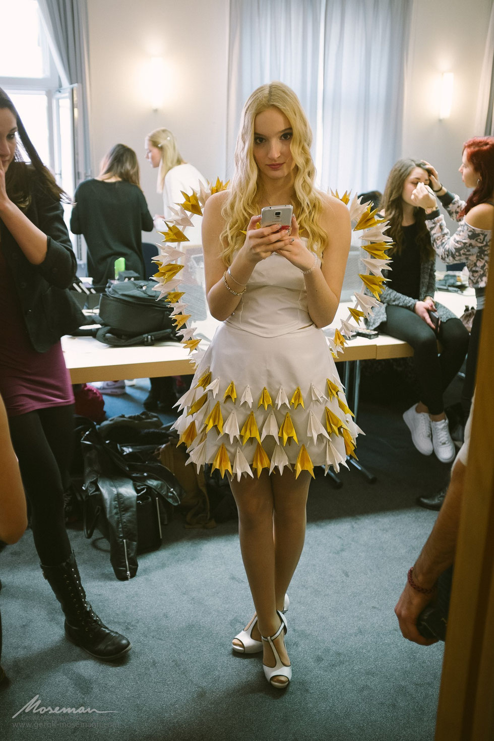 Waiting for the show. Backstage at Berlin Fashion Week 2015.